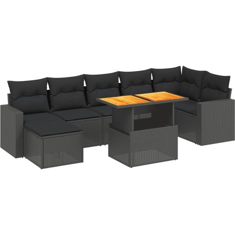 Set Divani da Giardino con Cuscini 8 pz Nero in Polyrattan vidaXL (1/4)
