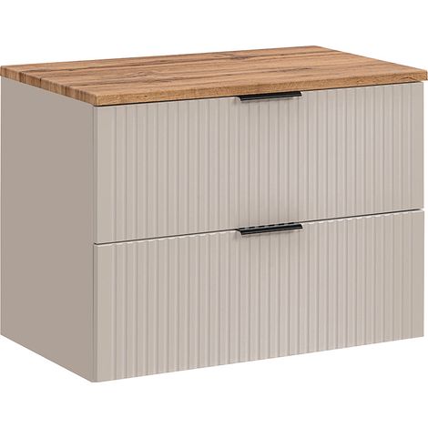 Waschtischunterschrank 80cm Adriel mit 2 Schubladen, Beige (1/5)