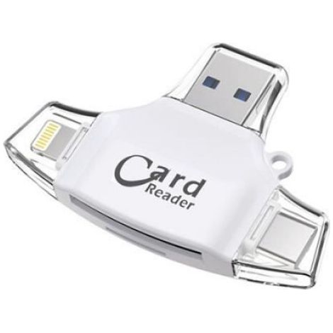 Hub USB - - Lecteur de carte micro SD 4 en 1 - Type C - OTG - Blanc