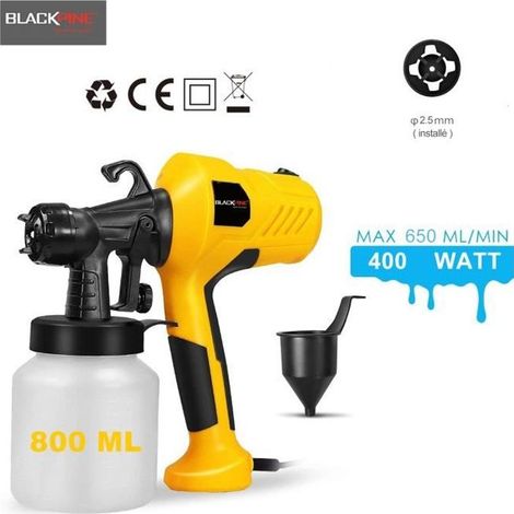 BLACKPINE Spritzpistole – 400 W – 3 Sprühmodi – 800 ml abnehmbarer Farbbehälter (1/4)