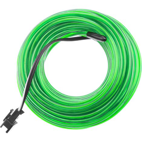 BeMatik - Forte verde filo elettroluminescente bobina 5m 2,3 millimetri Batteria