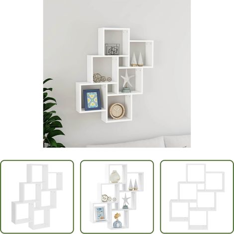 Rangement intérieur - Étagère murale cube Blanc 78x15x93 cm Bois d’ingénierie (1/5)