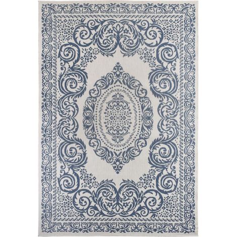 Tapis extérieur, kilim reversible AR REVERSIBLE 120x170 bleu et blanc (1/5)