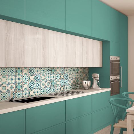 Sticker Mural Carrelage adhésif Cuisine Salle de Bain - 24 Stickers CARRELAGES AZULEJOS COLOMBAN - 24stickers10x10cm (1/5)