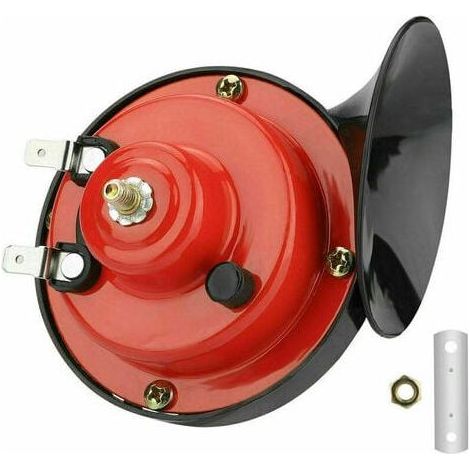 Klaxon de voiture 135DB klaxon de voiture pour voiture camion 1 paire klaxon électrique universel étanche rouge klaxon d'air tweeter klaxon de basse avec support en métal pour 12V moto voitures etc. (1/4)
