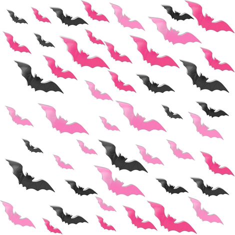 Set mit 48 3D-Fledermäusen für Halloween-Wanddekoration - PVC-Wandaufkleber (1/5)