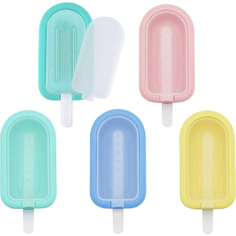 Juego de 5 moldes para helado, moldes de silicona para helado, moldes reutilizables para paletas heladas, moldes de plástico reutilizables para helado, molde para helado casero (1/5)