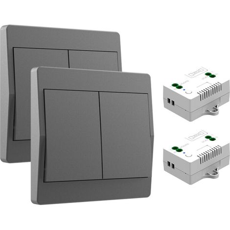 Kit interrupteur d’éclairage sans fil – Sans batterie, facile à installer, commande radio pour lampes et luminaires domestiques Gris (1/5)