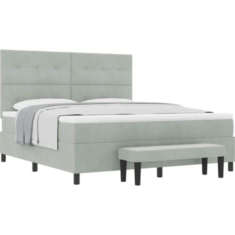 Maison Exclusive - Boxspringbett mit Kopfteil Hellgrau 200 x 180