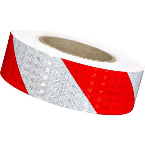 Ruban d'avertissement rouge et blanc 5 cm 2500 cm 1 rouleau bande de sécurité réfléchissante en sergé autocollant ruban d'avertissement (1/4)