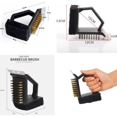 Brosse à Barbecue,Brosse de nettoyage de grils à gaz,Brosse à grille en laiton,avec spatule,grattoir,racloir,pour Pique-Nique,BBQ (1/3)