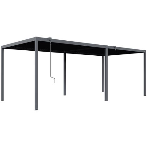 PRIMEYARD Pergola 3x6,5 m Pfosten und Lamellendach aus Stahl - anthrazitfarbene Terrassenüberdachung