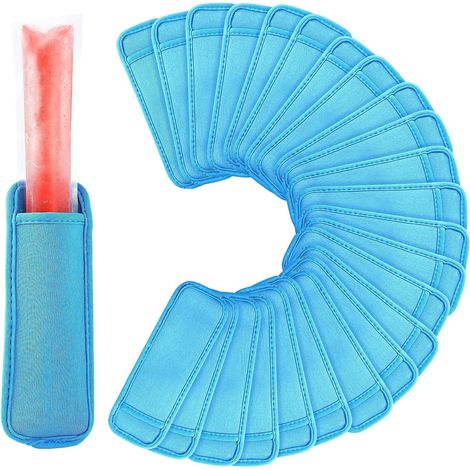 Confezione da 24 bustine riutilizzabili per ghiaccioli, bustine antigelo per ghiaccioli (blu) (1/3)