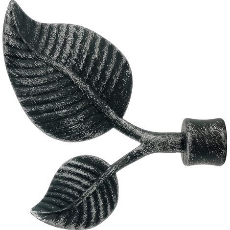 Doppelflügeliger Zierknopf für Gardinenstangen mit einem Durchmesser von 18-20 mm, 2 Stück aus Aluminium (schwarz und silber) (1/5)