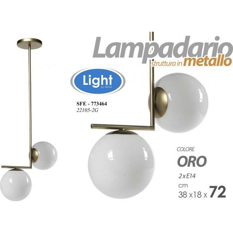 2x Moderner Kronleuchter Kugel Gold cm 38 x 18 x 72