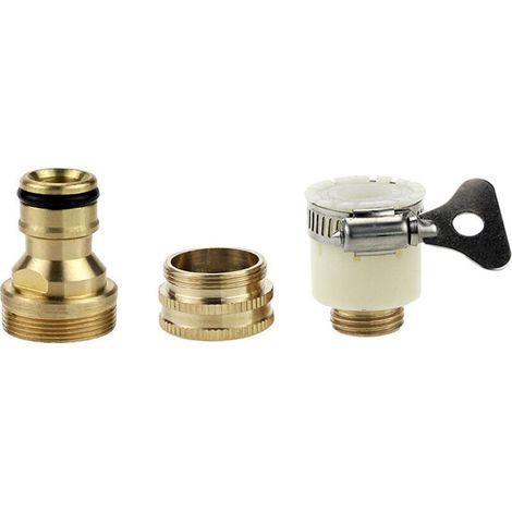 Raccord Robinet - Adaptateur Tuyau Arrosage En Laiton Massif - Pour Nettoyeur Haute Pression Machine À Laver Caravane Bateau - 1 Pièce (1/3)