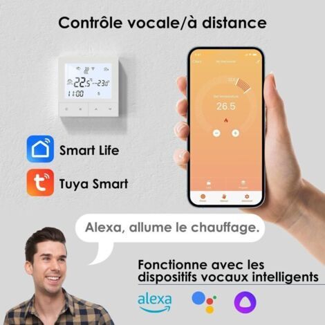 Thermostat Intelligent Thermostat de Chauffage Thermostats WiFi Thermostats Mural Intelligent pour Chauffage par écran LCD pour Facilité de Contrôle et Programmation, TDS72WIFI-EP (1/3)
