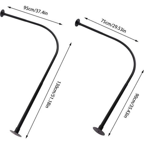 Barres de douche courbes en acier inoxydable, barres d'angle extensibles, noires