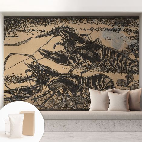 Papier peint intissé à motifs décoratifs pour salon chambre et bureau Décoration murale élégante avec colle Écrevisses 208x146 cm (1/5)