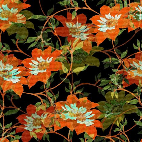 Telas decorativas para exteriores Oxford - Motivo de flor de naranjo (1/5)
