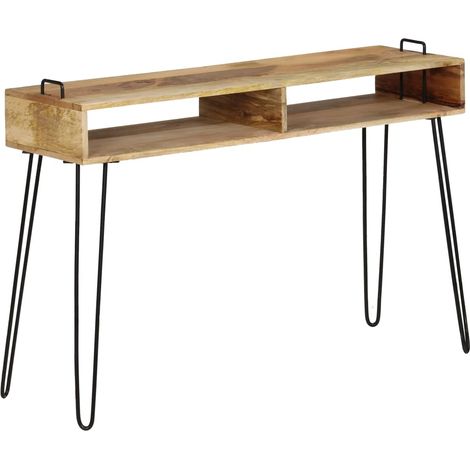 vidaXL Tavolo Consolle in Legno Massello di Mango 115x35x76 cm (1/5)
