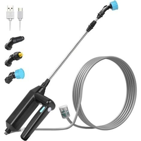 Pulverisateur de Jardin Electrique, Pulverisateur Electrique Toiture, Pulverisateur Lance Telescopique, Pulverisateur a Pression avec 3 Buses et Tuyaux de 5M pour Arrosage, Désherbage (1/4)