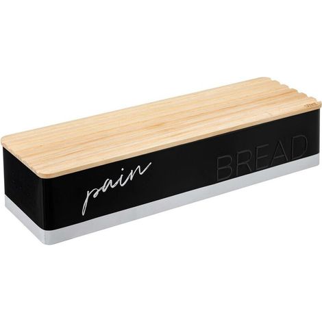 5Five Simply Smart – Boîte à baguette noire en hévéa – Longueur 40.40 cm – Largeur 12.40 cm – Hauteur 9.40 cm – Poids 0.84 kg (1/5)