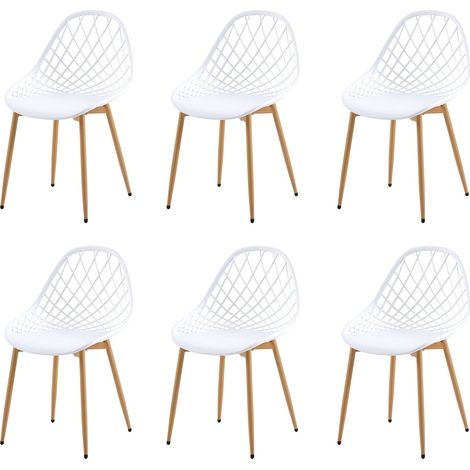 Eggree – Lot de 6 chaises de salle à manger scandinaves – Pieds en métal effet bois – Dimensions compactes pour petits espaces – Confort optimal