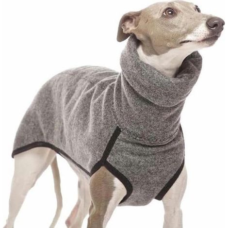 Ropa para galgos para perros grandes, lebrel, chaleco elástico de forro polar, abrigo para perros medianos y grandes, gris oscuro, XXL (1/5)