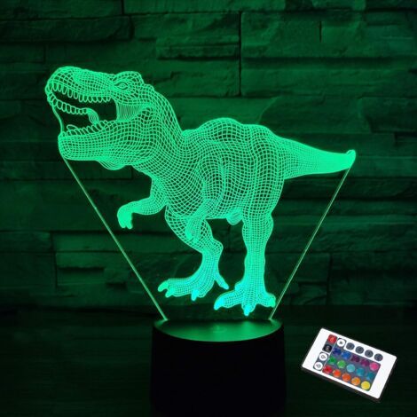 Cadeaux de dinosaure, veilleuse pour enfants dinosaure T-rex 3D veilleuse lampe de chevet avec télécommande 16 couleurs changeantes (1/5)