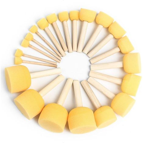 25 pinceles de espuma, pinceles de esponja con mango de madera, para pintura, arte, manualidades, cerámica, graffiti - 5 tamaños (1/5)
