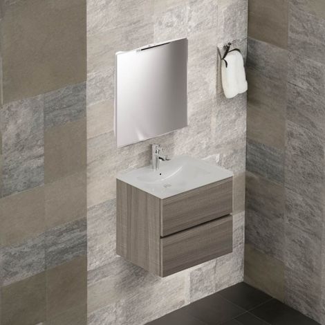 Mobile bagno con lavabo e specchio da 60 olmo (1/2)