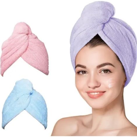 Lot 3 serviettes cheveux en microfibre corail, douces et absorbantes, sèche-cheveux pour femmes, wraps de bain (1/5)