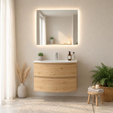 Hängendes Badmöbel 70Cm Gebogen Eiche Gold Modern Los Angeles (1/5)