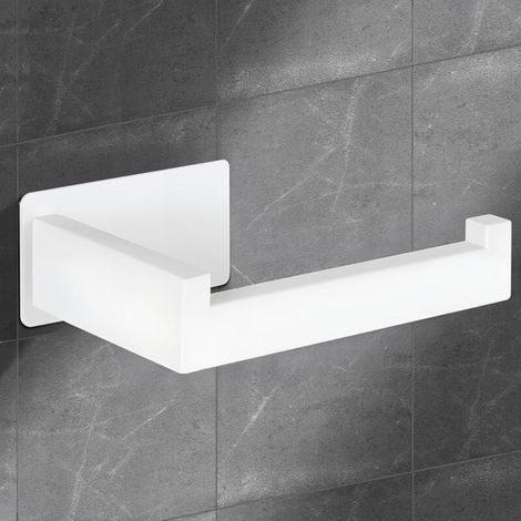 Porte Papier Toilette Mural sans Percage, Support Papier Toilette Acier Inoxydable, Range Papier Toilette Autocollant pour Salle de Bain et Cuisine, Blanc (1/5)