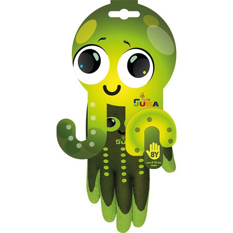 Guanti da giardinaggio per bambini in nylon / lattice resistenti, verde, taglia 8 anni Juba