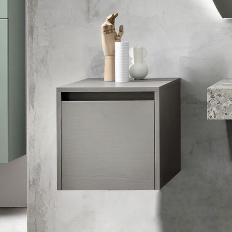 Mobile sospeso bagno 1 anta 40 cm in nobilitato PIAVE Tortora frassinato (1/2)