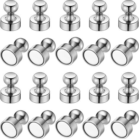 20 punaises magnétiques argentées, aimants pour réfrigérateur, aimants punaises en nickel brossé parfaits