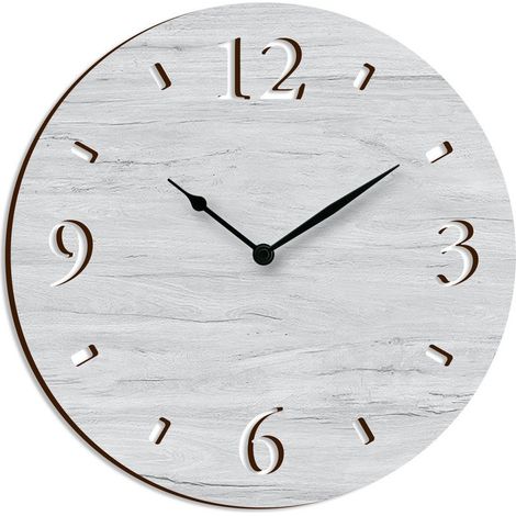 Lupia - Orologio da parete lavorato in legno cm 32X32 WOOD WHITE (1/4)