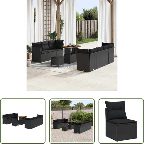 Terrassensofa -  Gartensofa-set 10 pcs Schwarz Poly-Rattan (1/5)