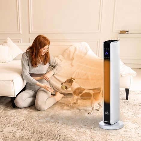 Termoventilatore in ceramica 2200 W, 21 x 21 x 73 cm, ABS bianco, oscillante FloraGrace (1/5)
