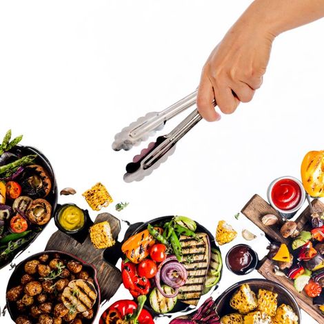 Küchenzange aus Stahl zum Braten, Grillen, für Salate und Fleisch