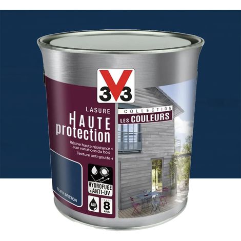 Lasure Haute Protection V33 Les Couleurs 8 ans Bleu Breton 2,5 L (1/4)