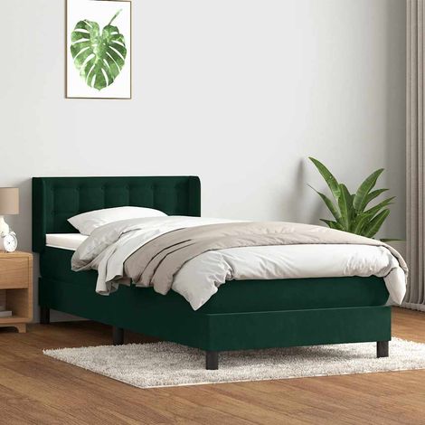 Boxspringbett mit Matratze Dunkelgrün 80x220 cm Samt