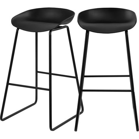 Set de 2 sillas de bar de plástico negro 76 cm - Yoshi