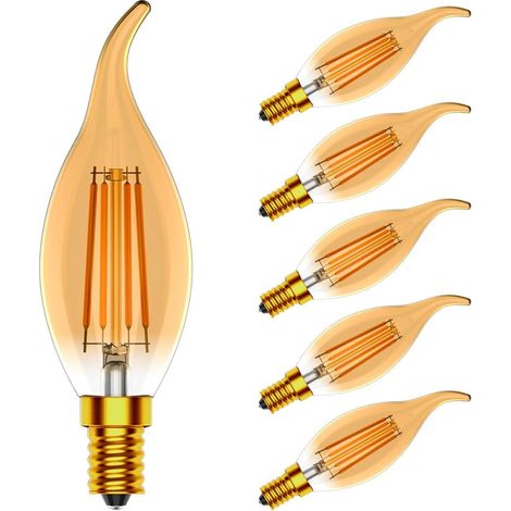 5X E14 Filament Bougie Lampe 4W Ampoule Edison LED C35 Blanc Chaud 2700K Lampe à Filament Haute Luminosité 400LM Ampoule Retro LED AC220V-240V (1/5)