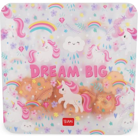 Legami - Set di 3 Buste per Alimenti, 3 Diverse Misure S, M, L, Sacchetti Richiudibili, Riutilizzabili, Lavabili in Lavastoviglie, Snack Bags Pratici, Unicorn
