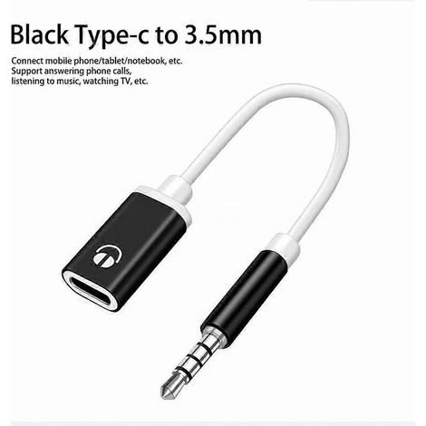 Adaptateur pour écouteurs à prise ronde, câble 3,5 mm mâle vers USB-C femelle, adaptateur plat pour casque analogique à prise ronde. (1/5)