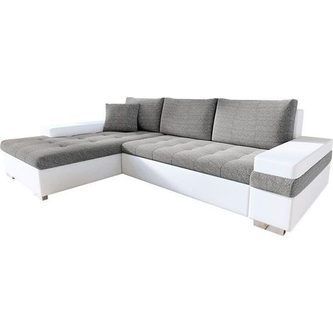 Sofá rinconero Comfivo Olivetum I, Soft 017 + Lawa 05, Función de descanso, Almacenaje, 274x182x83cm, 0 (1/5)
