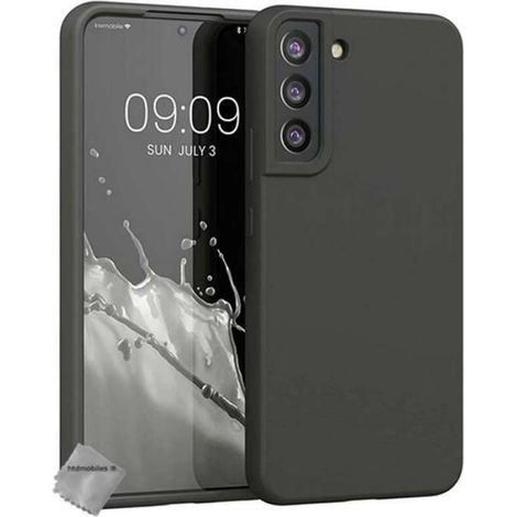 Coque silicone gel fine pour Samsung Galaxy S22 Plus 5G + verre trempe - NOIR (1/4)